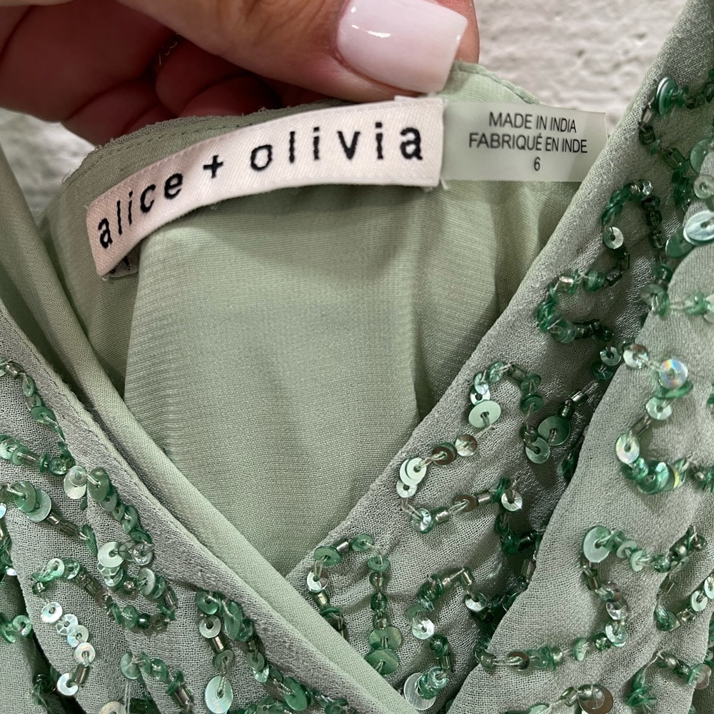 Alice Olivia Celestine Embellished Wrap Minidress - Picture 3 of 8